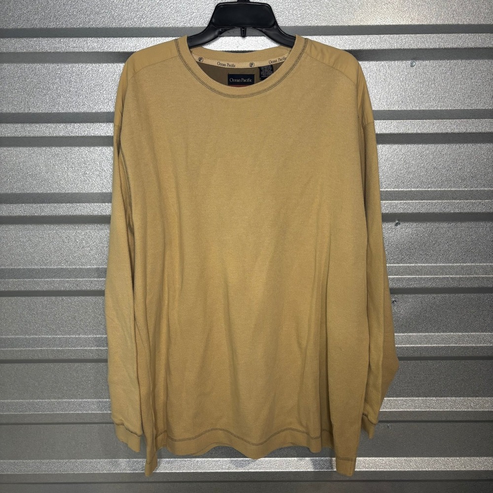 Ocean Pacific Cotton Crewneck Sweater XXL Tan Long Sleeve Pullover